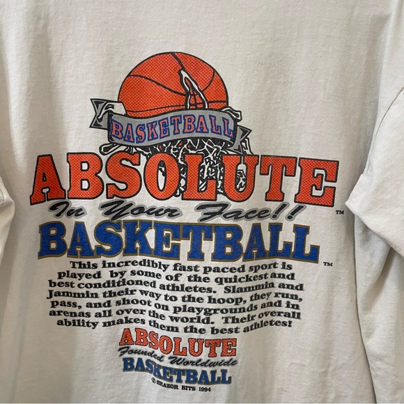 Absolute basketball 1994 graphic t shirt white vintage large - Picture 2 of 11